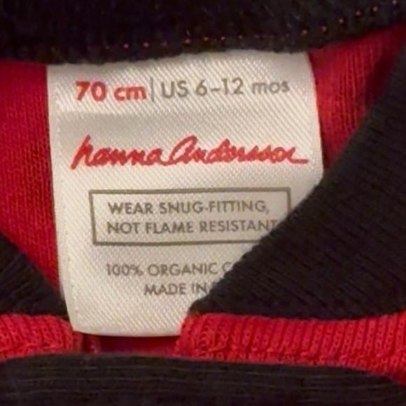 Hanna Andersson Red and Black Polka Dot Kids One Piece Sleeper - Size 6-12M - Picture 2 of 2